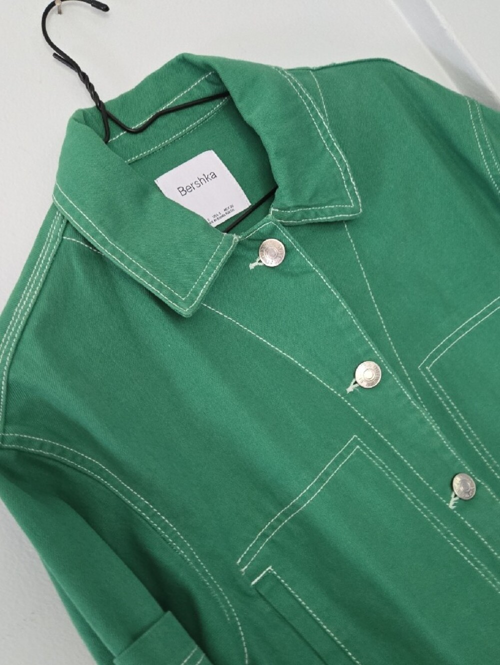 Bershka Emerald Green Cropped Button Jacket - Picture 3 of 8